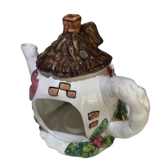 Christmas Dazzle Ceramic Teapot House Tea Light Candle Holder Snowman 9x6x5.5 - Picture 9 of 12